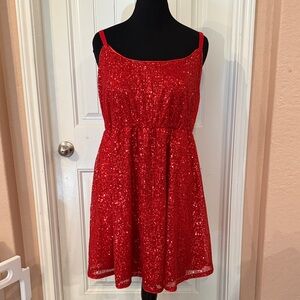 ❤️❤️ NWT Torrid Mini Sequin Skater Dress Jester Red Size 2 (2X) Cute Fun Dress!!